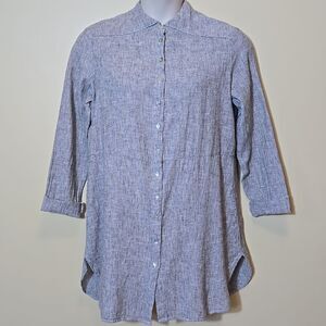 Cut Loose Linen Cotton Tunic Top Button Down Suze Large Coastal Lagenlook